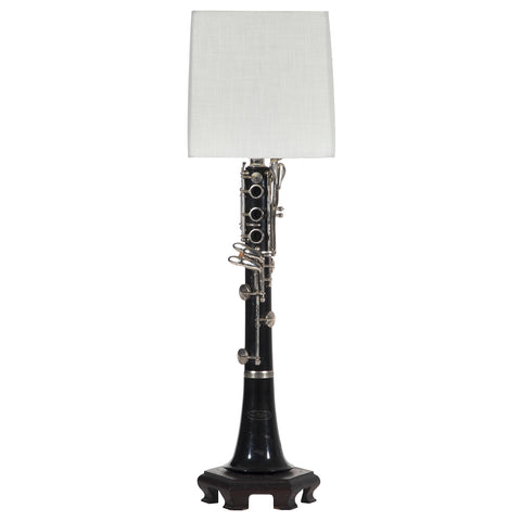 Vintage Clarinet Piece Lamp with New Fabric Lampshade
