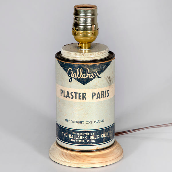 Vintage Art Supply Tin Lamp with New Filament Light Bulb