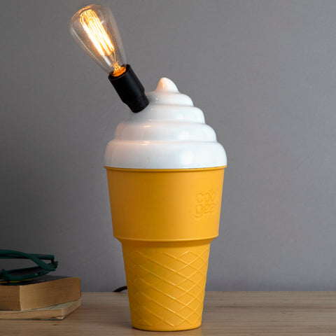 Vintage Ice Cream Cone Up-cycled Lamp with Filament Lightbulb