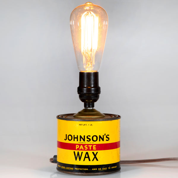 Vintage Paste Wax Tin Up-cycled Lamp with New Filament Lightbulb