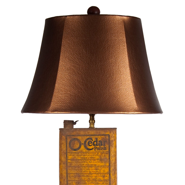 Vintage Yellow O'Cedar Metal Can Lamp