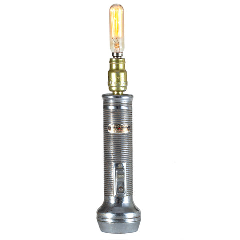 Vintage Silver Metal Ray-O-Vac Flashlight Lamp with Filament Lightbulb