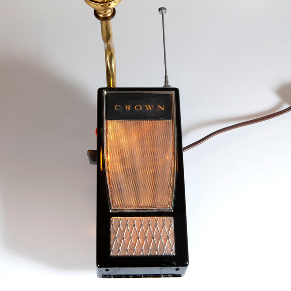 Hand Crafted Up-cycled Vintage Radio Lamp with Filament Lightbulb