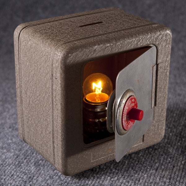 Vintage Child's Bank Safe Up-cycled Small Lamp