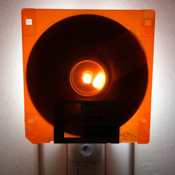 Unique Night Light Up-cycled from Vintage Orange Computer Floppy Disk
