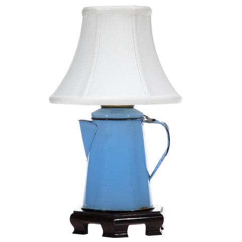 Vintage Coffee Pot Up-cycled Lamp with New Fabric Lampshade
