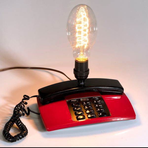 Up-cycled Lamp from Vintage 1980s Red and Black Corded Telephone