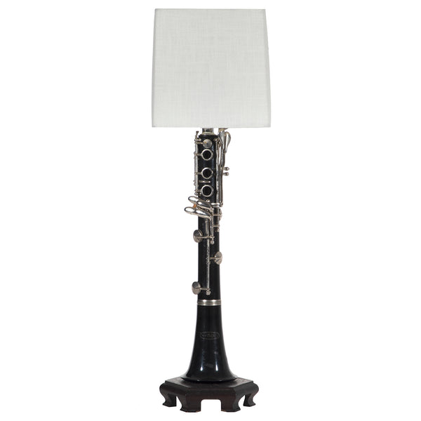 Vintage Clarinet Piece Lamp with New Fabric Lampshade