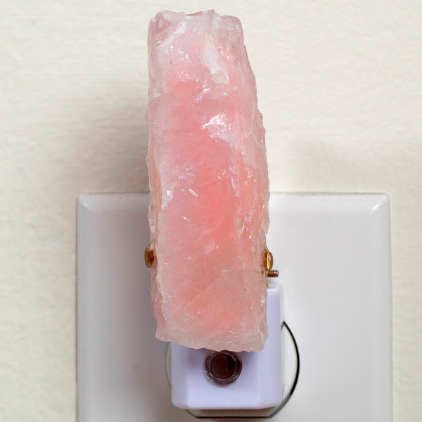 Rose Quartz Pink Crystal Night Light - Plug In Handcrafted Nightlight