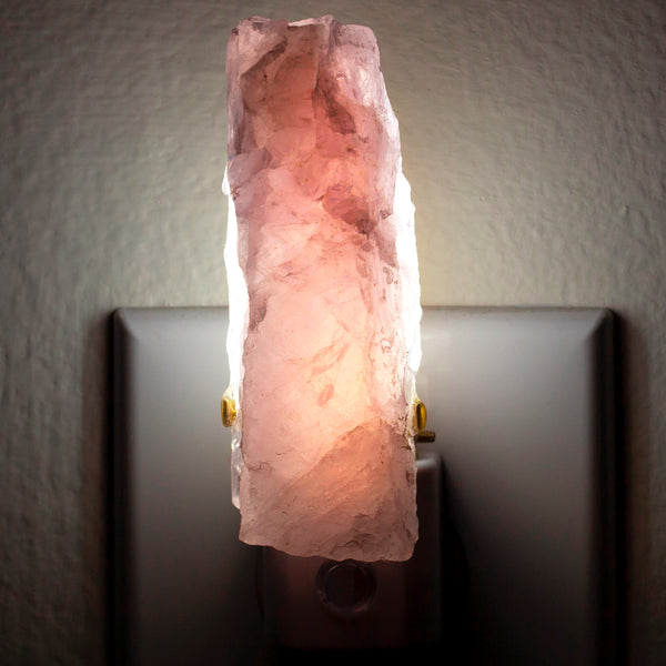 Rose Quartz Pink Crystal Night Light - Plug In Handcrafted Nightlight