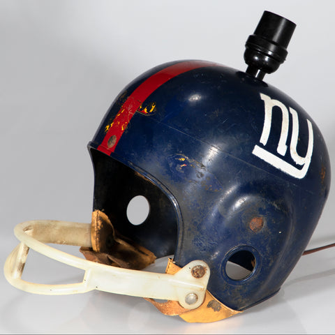 Vintage Football Helmet Hand Crafted Accent Lamp with New Filament Lightbulb