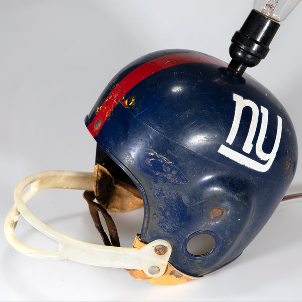 Vintage Football Helmet Hand Crafted Accent Lamp with New Filament Lightbulb