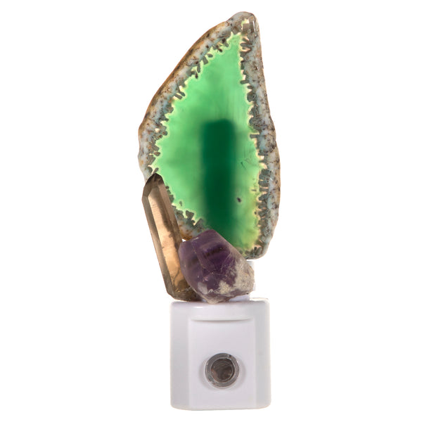 Agate Slice AND Crystal Night Light - Handcrafted Unique Automatic Sensor Nite Lite