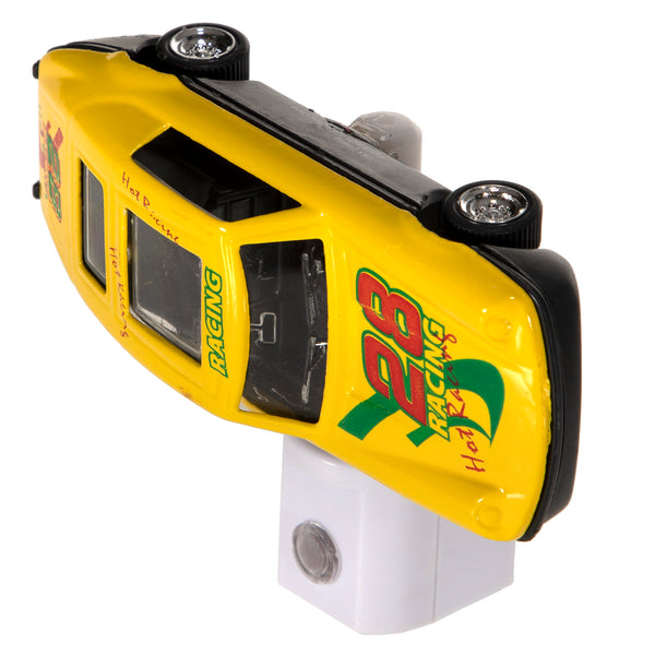 Yellow Racecar Night Light - LED Plug In Nightlight Handcrafted from Toy Race Car