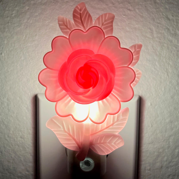Pink Flower Night Light - Handcrafted Unique Automatic Sensor Nite Lite