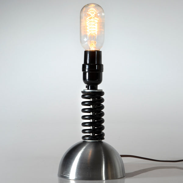 Industrial Black Rubber Coil on Silver Metal Base Small Accent Light