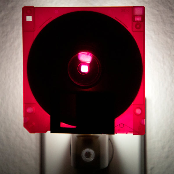 Night Light Up-cycled from Vintage Red Computer Floppy Disk