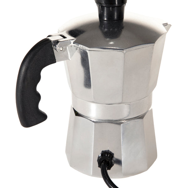 Small Silver Espresso Lamp with Black Lampshade