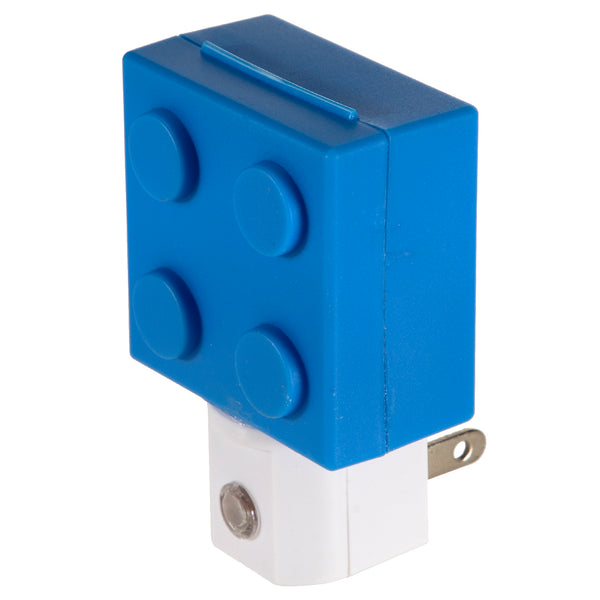 Large Blue Lego-styled Plastic Block Night Light  - Auto Sensor Plug In LED