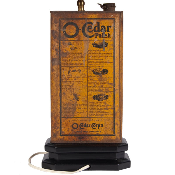 Vintage Yellow O'Cedar Metal Can Lamp
