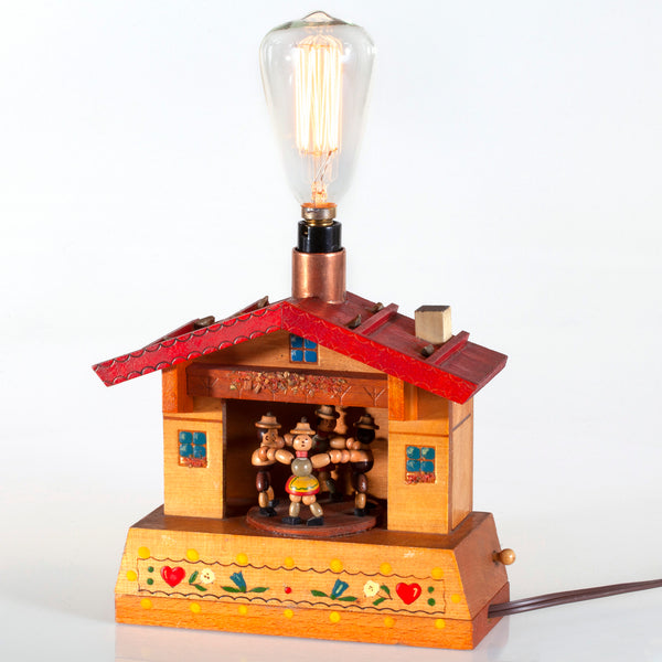 Vintage Wood Child's Toy Up-cycled Lamp with New Filament Lightbulb