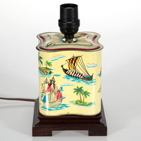 Vintage Ships Tea Caddy Lamp with New Lamp Shade