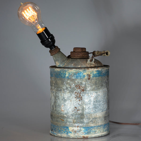 Vintage Oil Can Lamp with Filament Bulb - Up-cycled One-of-a-Kind Made in USA
