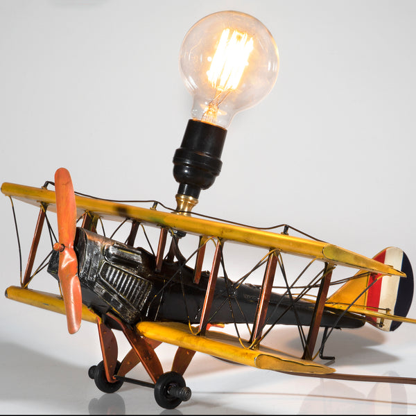 Unique Lamp Upcycled from Vintage Biplane Airplane Model