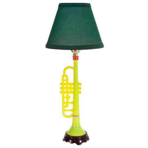Toy Trumpet Up-cycled Lamp with New Green Lampshade