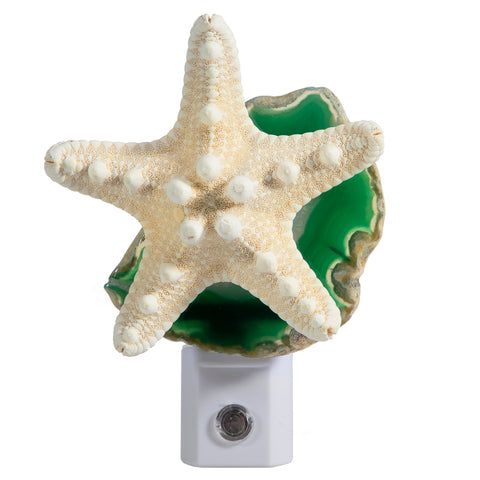 Agate Slice AND Starfish Night Light - Handcrafted Unique Automatic Sensor Nite Lite