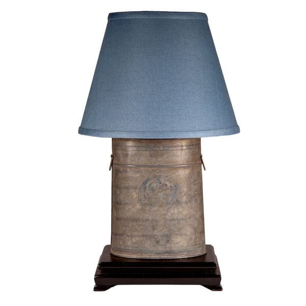 Vintage Minnow Bucket Up-cycled Lamp with New Blue Lamp Shade