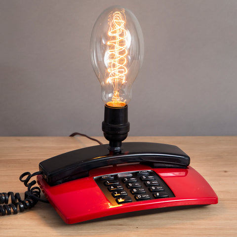 Up-cycled Lamp from Vintage 1980s Red and Black Corded Telephone