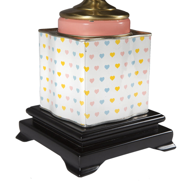 Vintage Pastel Hearts Tea Caddy Lamp